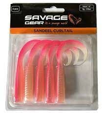 Savage Gear LB Sandeel Curltail 10cm Pink Glow Back 5 Adet