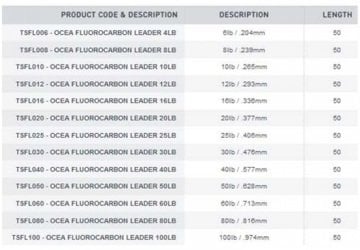 Shimano Ocea EX 50m Fluorocarbon Leader Misina