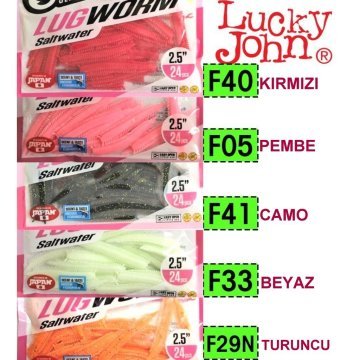 Lucky John Lugworm 6.5cm 24pc LRF Silikonu F05
