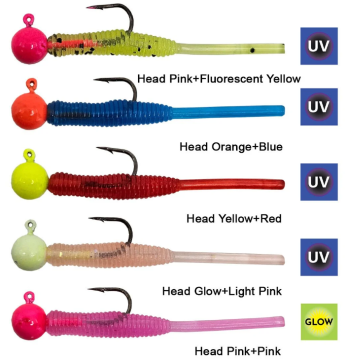 Kendo Hook Worm Jighead+Lrf Silikonu 1.5gr+4.5cm 5 Adet