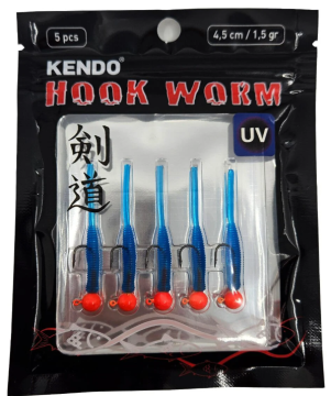 Kendo Hook Worm Jighead+Lrf Silikonu 1.5gr+4.5cm 5 Adet
