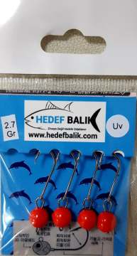 Hedef Balık Jig Kafa Hareketli İğneli Kırmızı UV