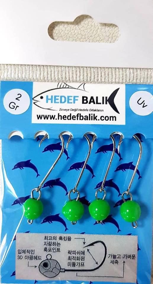 Hedef Balık Jig Kafa Hareketli İğneli Yeşil UV