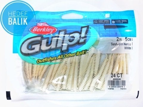 Berkley Gulp Saltwater Sandworm 2inç Lrf Silikonu 24 Adet WH