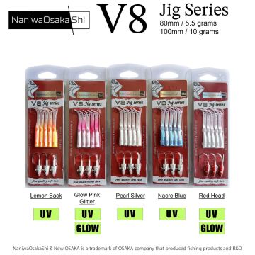NaniwaOsakaShi V8 Jig Series 10 cm 10 gr Silikon Yem Glow Pink Glitter