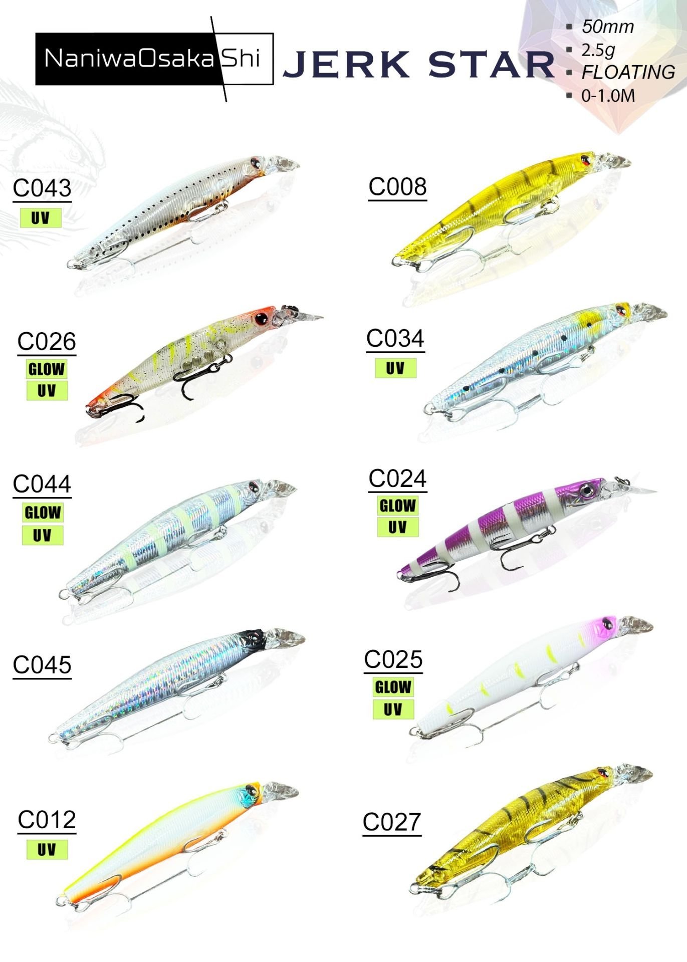 NaniwaOsakaShi Jerk Star 50MM 2,5G Floating Maket Balık