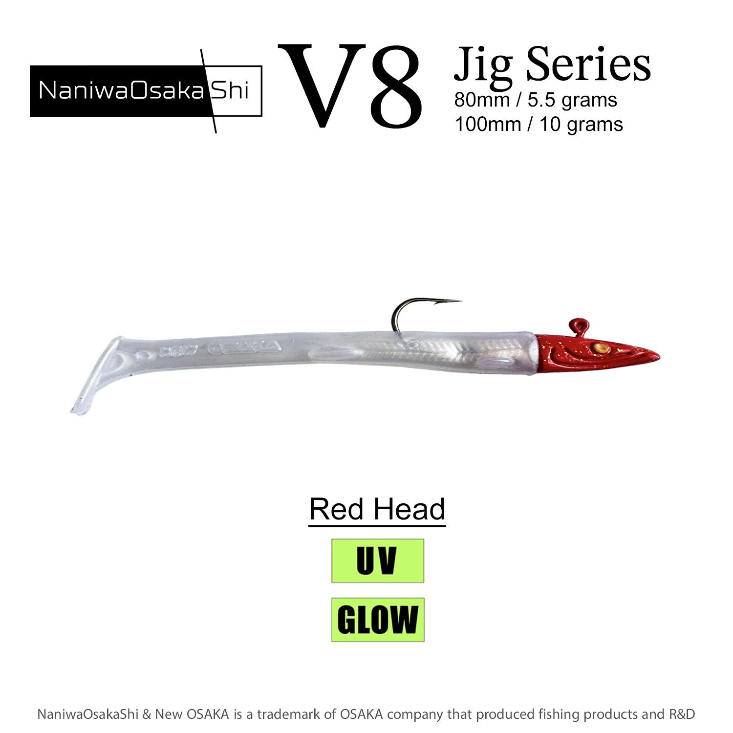 NaniwaOsakaShi V8 Jig Series 8cm 5.5gr Silikon Yem (3+5) Red Head