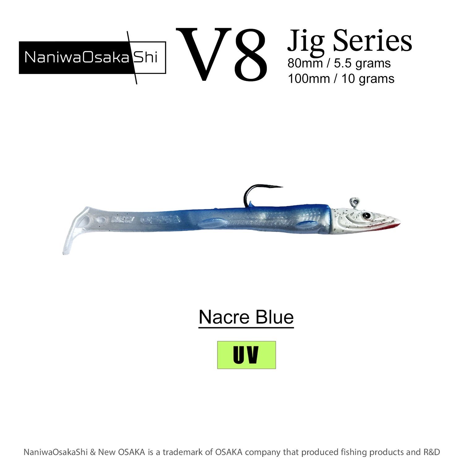 NaniwaOsakaShi V8 Jig Series 10 cm 10 gr Silikon Yem Narce Blue