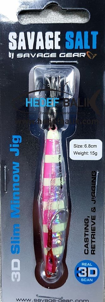 Savagear 3D Slim Minnow Jig 40gr Pink Zebra Glow