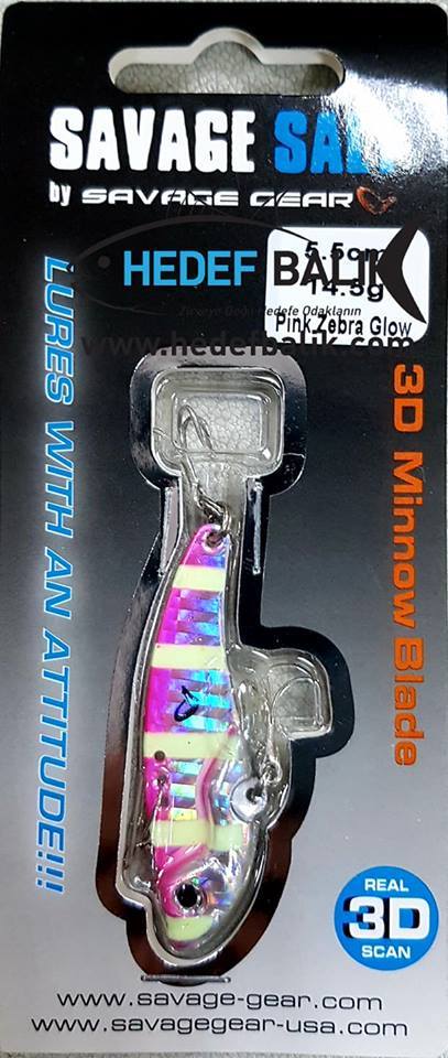 Savagear 3D Minnow Vibrasyon Blade 3.5cm 4gr Pink Zebra Glow