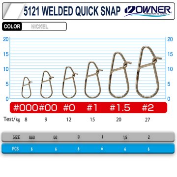 Owner Welded Quick Snap Sahte Balık Klipsi 5121