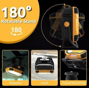 WS-582 Powerbank Özellikli Tripod Bağlantılı Mıknatıslı 3500 Lümen USB Şarjlı Çalışma Feneri