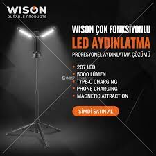 WS 723 SOKAK LAMBASI 207 LED • 5000 Lümen • Type-C Şarj • Telefon Şarj Özelliği • Manyetik Tutunma